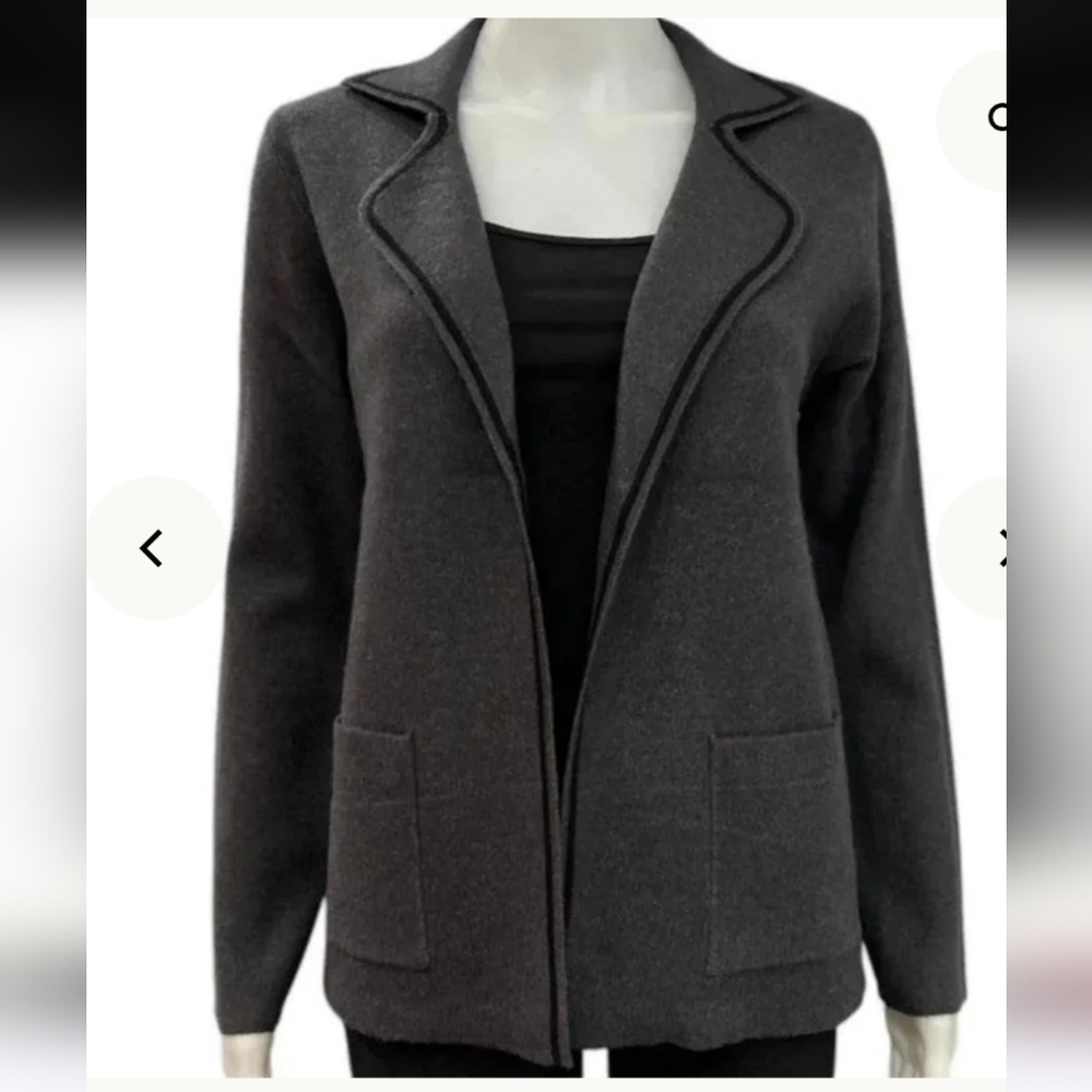 Eva & Paige Dark Gray Blazer Style Cardigan with Pockets